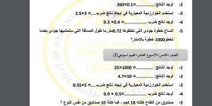 مراجعات نهائية.. أسئلة تقييم الاسبوع العاشر في الرياضيات Math الصف الخامس الابتدائي - نبض مصر