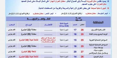 درجات الحرارة اليوم السبت 16 نوفمبر 2024 في محافظات مصر - نبض مصر