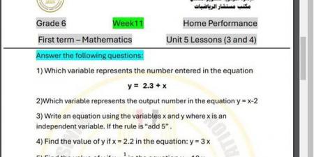 مراجعات نهائية.. أسئلة الآداء الصفي والمنزلي الأسبوع الـ 11 في الرياضيات Math الصف السادس الابتدائي - نبض مصر