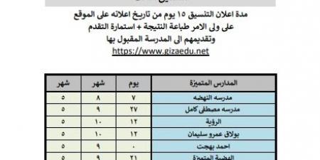 نتيجة تنسيق القبول بالمرحلة الثالثة لرياض الأطفال بالمدارس الرسمية بالجيزة - نبض مصر