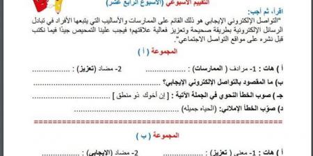 مراجعات نهائية.. أسئلة تقييم الاسبوع الـ 14 في اللغة العربية الصف السادس الابتدائي - نبض مصر