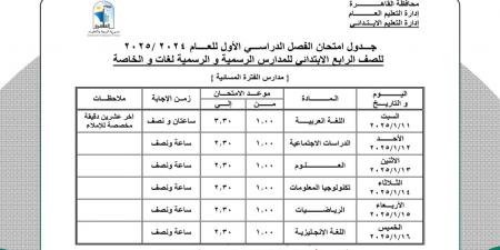 اليوم والتواريخ.. موعد امتحانات الترم الأول 2025 للشهادة الإعدادية بالقاهرة - نبض مصر