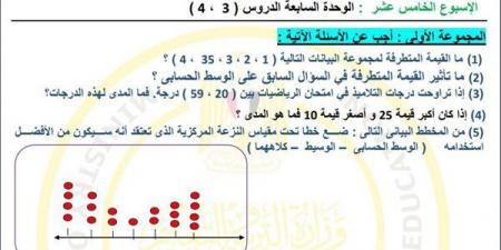 مراجعات نهائية.. أسئلة تقييم الاسبوع الـ 15 في الرياضيات لـ الصف السادس الابتدائي - نبض مصر