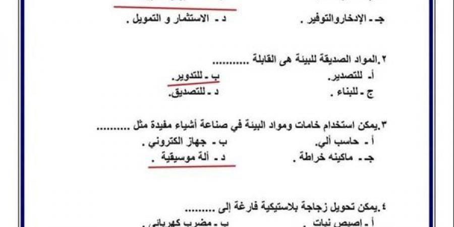 مراجعات نهائية.. حل تقييمات الاسبوع التاسع مهارات مهنية الصف الرابع والخامس والسادس الابتدائي - نبض مصر