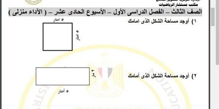 مراجعات نهائية.. أسئلة الآداء الصفي والمنزلي الأسبوع الـ 11 في الرياضيات الصف الثالث الابتدائي - نبض مصر