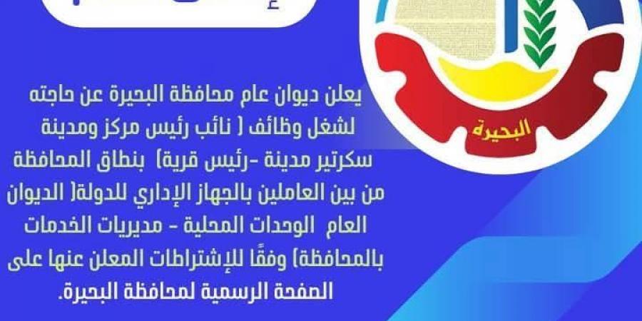 وظائف شاغرة في ديوان عام محافظة البحيرة.. الشروط والأوراق المطلوبة - نبض مصر