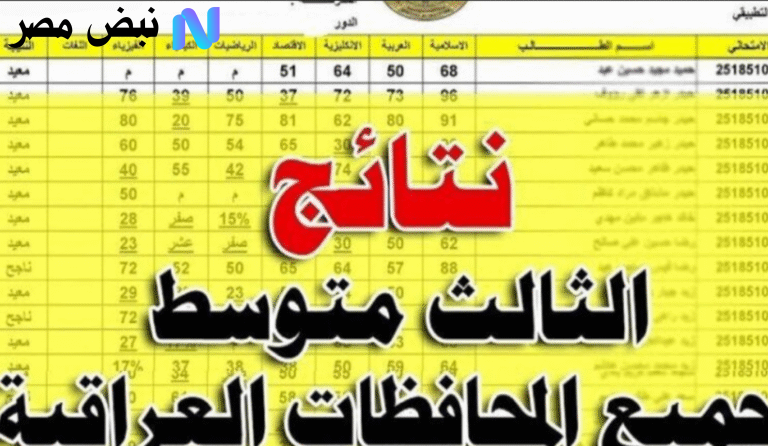 نتائج الثالث متوسط الدور الثاني