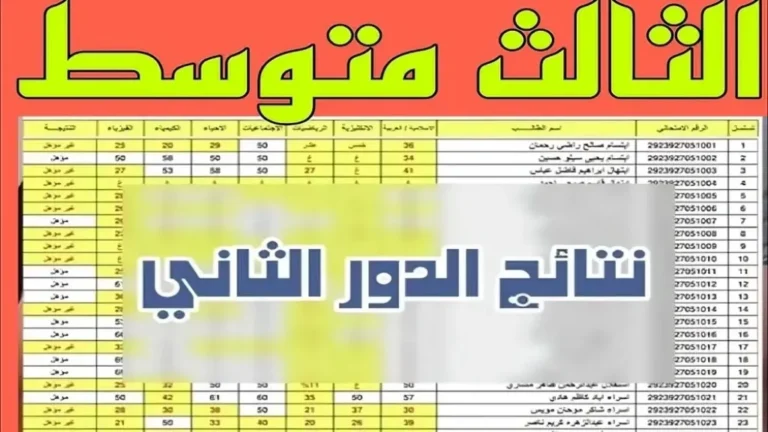 "اضغط هُنا pdf" موقع نتائج الثالث متوسط 2025 الدور الثاني عمـوم العـراق moedu.gov.iq بالرقم الامتحاني حال الاعلان