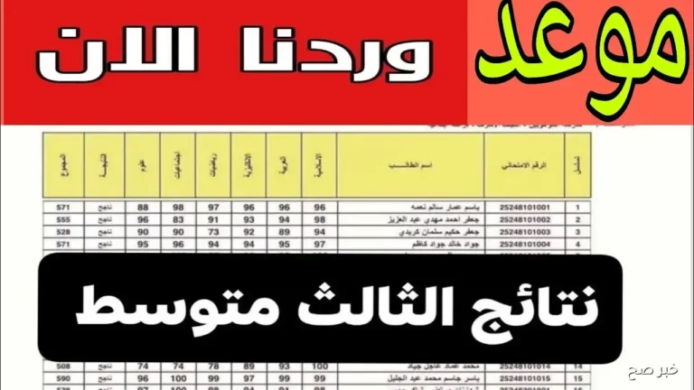 "قوائم الناجحين pdf" استعلم عن نتائج الثالث متوسط 2025 الدور الثاني عموم العراق بجميع المدارس خلال natiegna.com حال الاعلان عنها