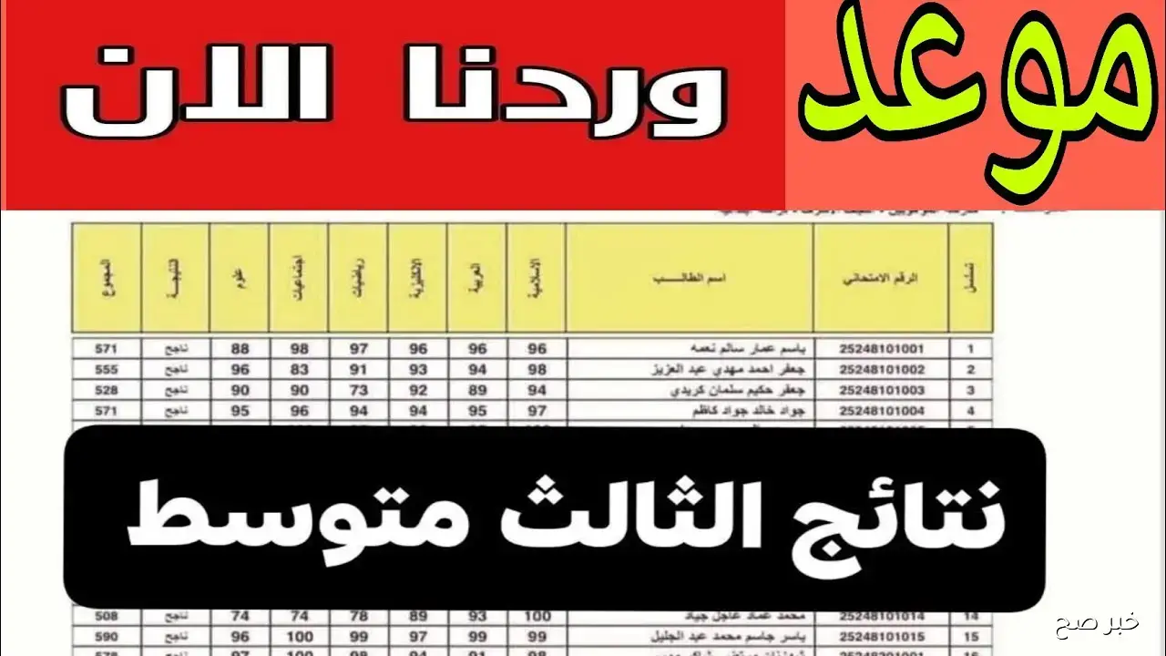 "قوائم الناجحين pdf" استعلم عن نتائج الثالث متوسط 2025 الدور الثاني عموم العراق بجميع المدارس خلال natiegna.com حال الاعلان عنها