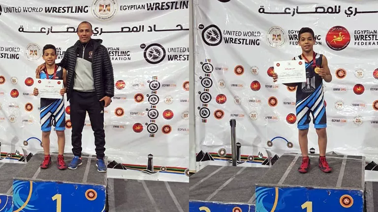 تهاني محافظ أسيوط لكريم وليد بمناسبة حصده ذهبية بطولة الجمهورية في المصارعة