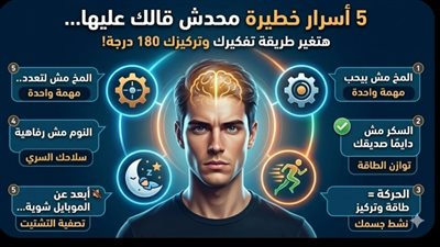 5 أسرار تعيد برمجة عقلك”.. خطوات بسيطة تقلب تركيزك 180 درجة وتضاعف إنتاجيتك