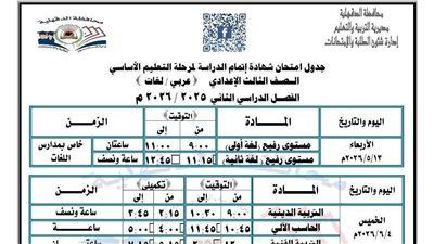 جدول امتحانات الترم الثاني 2026 بالدقهلية لجميع المراحل التعليمية