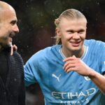 صور .. احتفال خاص بين غوارديولا وهالاند بعد التأهل لنهائي كأس الاتحاد