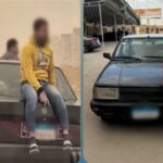 ضبط سائق سمح لشخصين بالجلوس أعلى سيارة وعرض الأرواح للخطر في الشروق