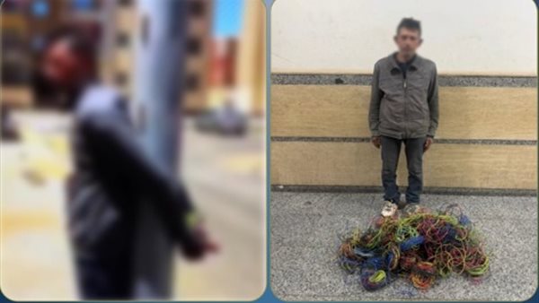 رابطوه فى العمود .. ضبط شخص بتهمة سرقة أسلاك كهربائية في الجيزة